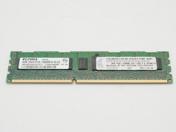 IBM DDR3-RAM 4GB PC3L-10600R ECC 1R LP - 49Y1424 System x3630 M3