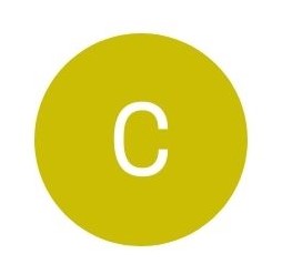 Buchstabe C in Kreis mit gelbem Hintergrund